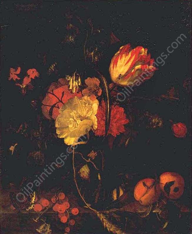 Flowers and Fruit by Maria Van Oosterwijk - Hand-Painted Oil Painting Reproduction