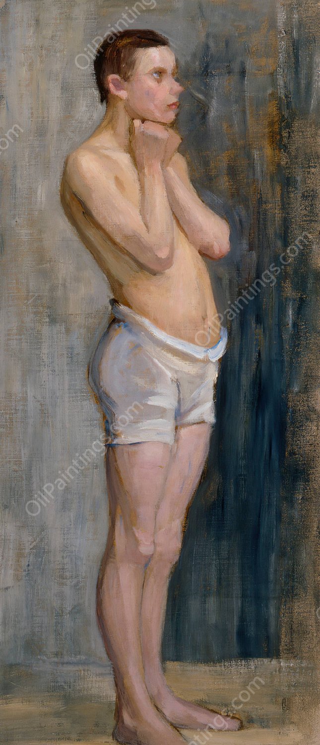Nude Study, Standing Boy  by Maria Wiik - Hand-Painted Oil Painting Reproduction
