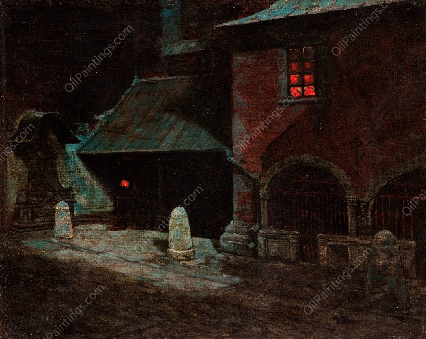 St Mary's Church in Krakow  by Marian Wawrzeniecki - Hand-Painted Oil Painting Reproduction