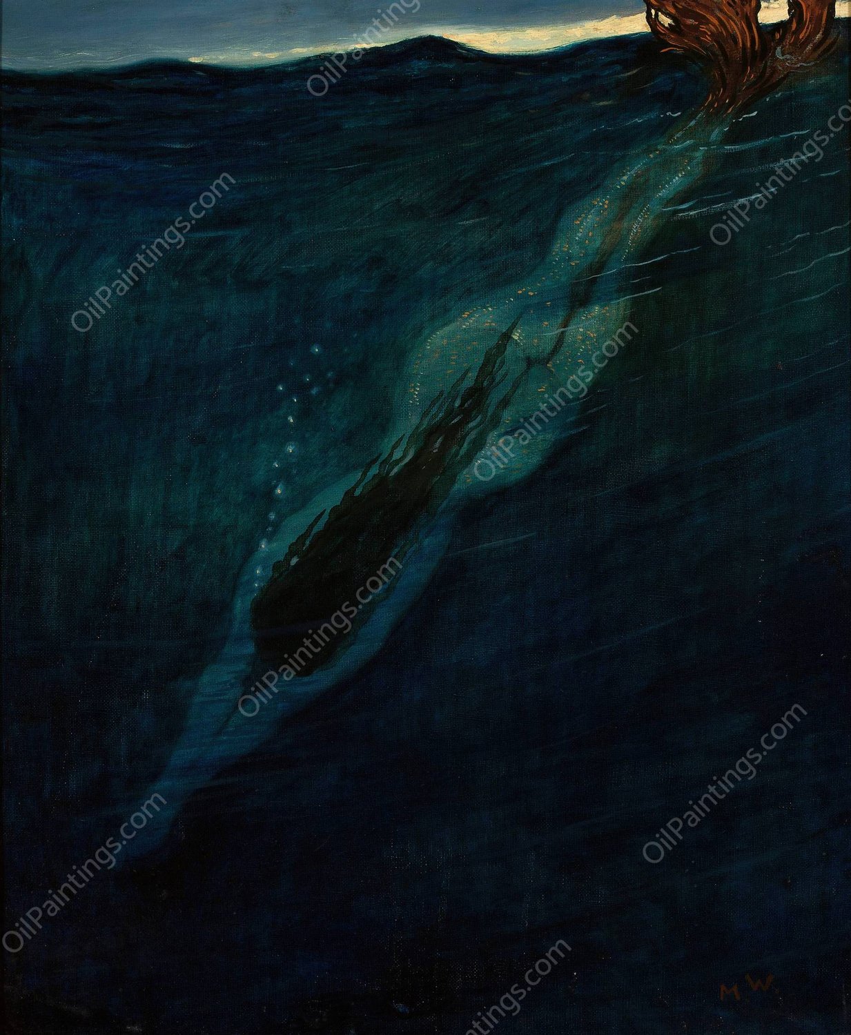 Water nymph  by Marian Wawrzeniecki - Hand-Painted Oil Painting Reproduction