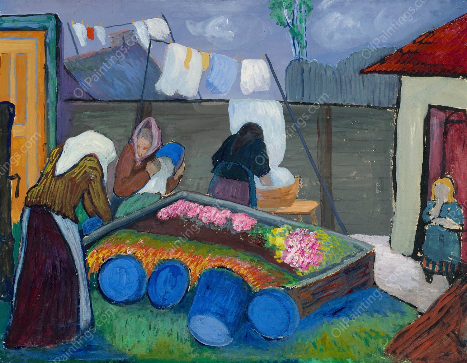 laundresses  by Marianne Von Werefkin - Hand-Painted Oil Painting Reproduction