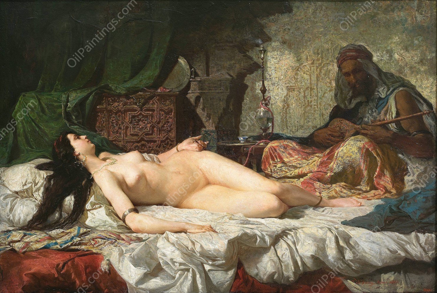 The Odalisque  by Mariano Fortuny Marsal - Hand-Painted Oil Painting Reproduction