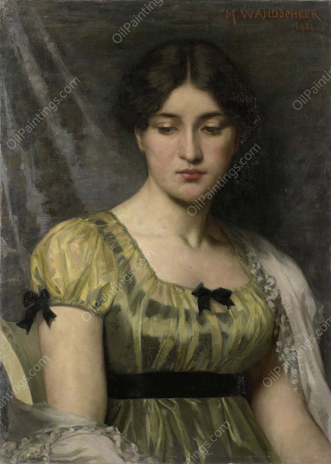 Portrait of a Woman  by Marie Wandscheer - Hand-Painted Oil Painting Reproduction