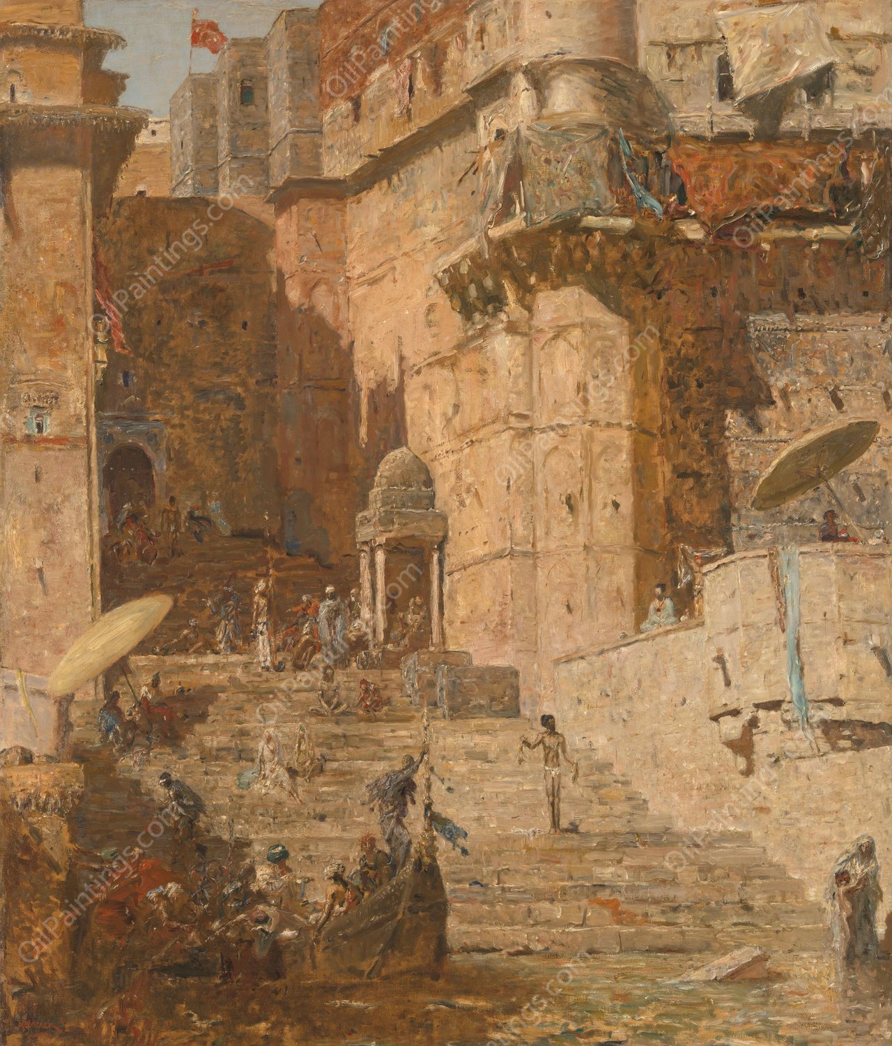 Benares, 1913  by Marius Bauer - Hand-Painted Oil Painting Reproduction