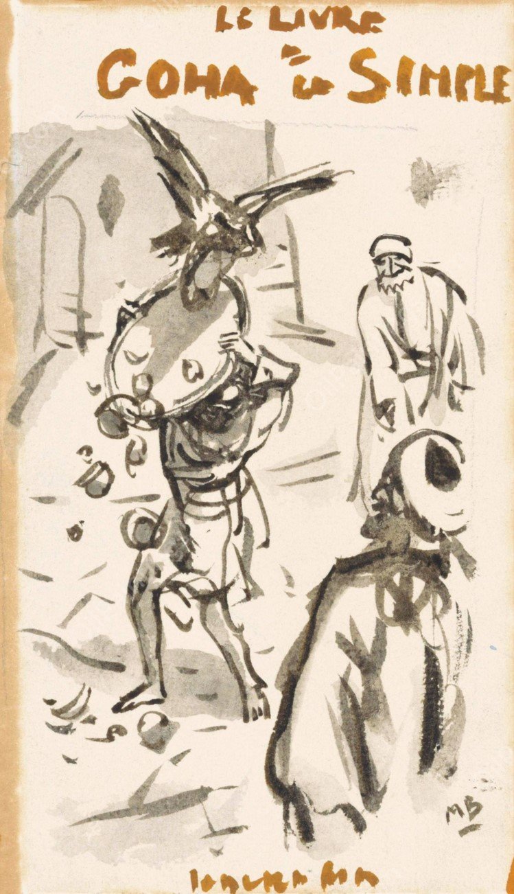 Man met dienblad aangevallen door een roofvogel  by Marius Bauer - Hand-Painted Oil Painting Reproduction