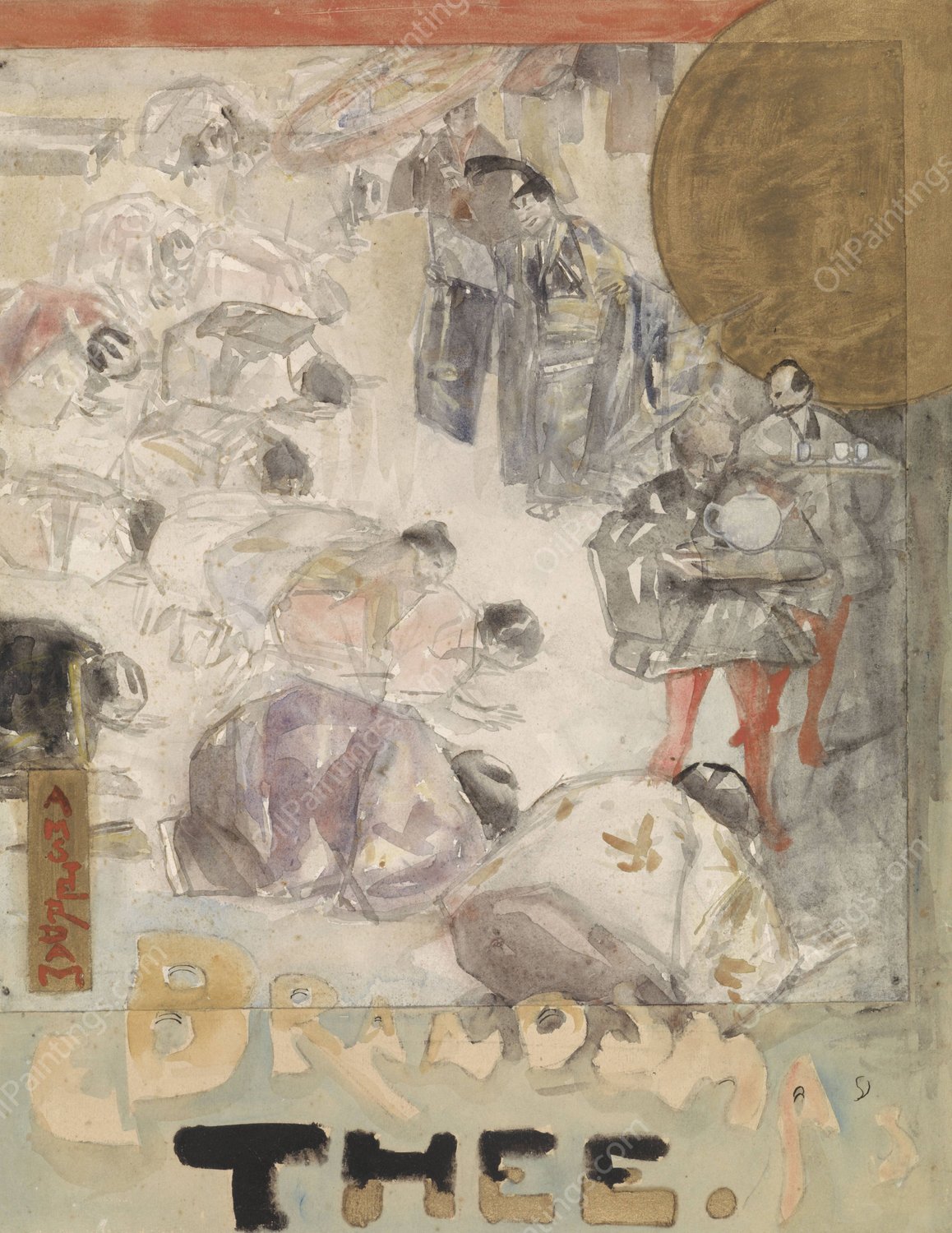 Ontwerp voor een affiche voor Brandsma's Thee  by Marius Bauer - Hand-Painted Oil Painting Reproduction