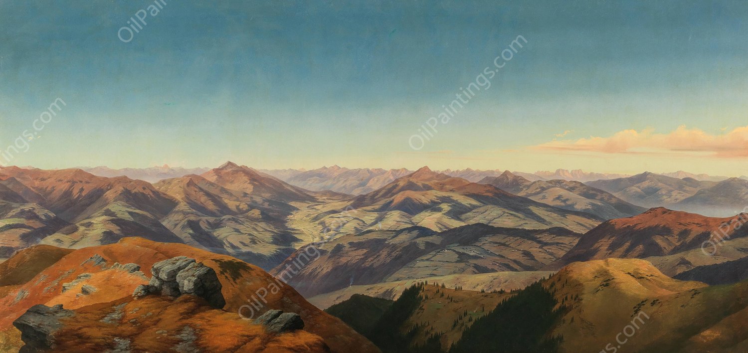 A Vast Panorama of the Koralpe by Markus Pernhart - Hand-Painted Oil Painting Reproduction