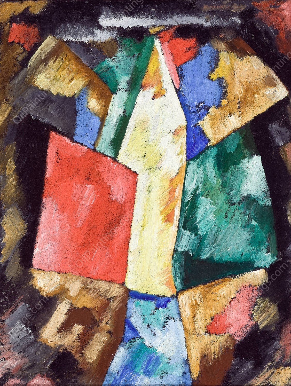 Abstraction, Blue, Yellow and Green  by Marsden Hartley - Hand-Painted Oil Painting Reproduction
