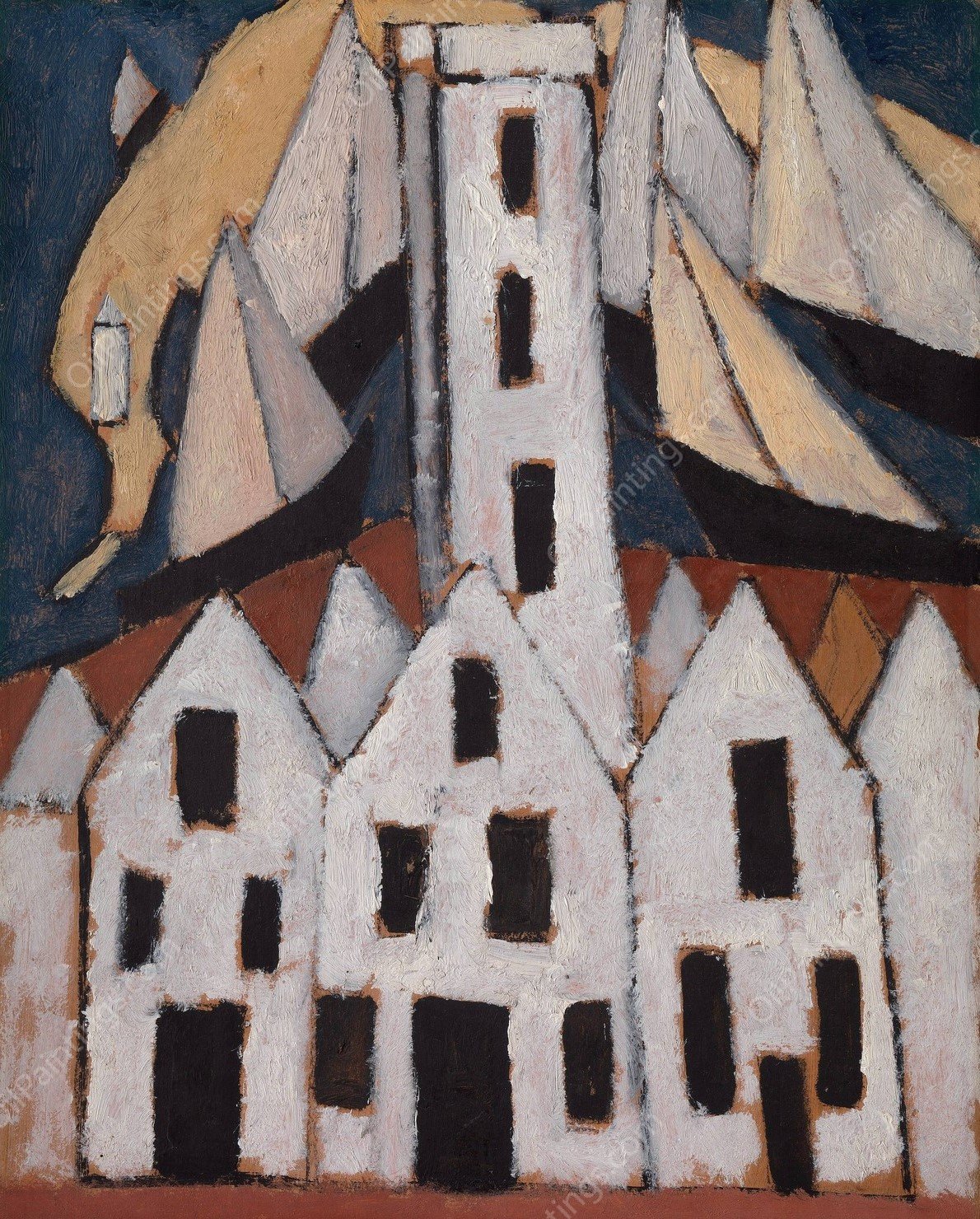 Movement No. 5, Provincetown Houses  by Marsden Hartley - Hand-Painted Oil Painting Reproduction