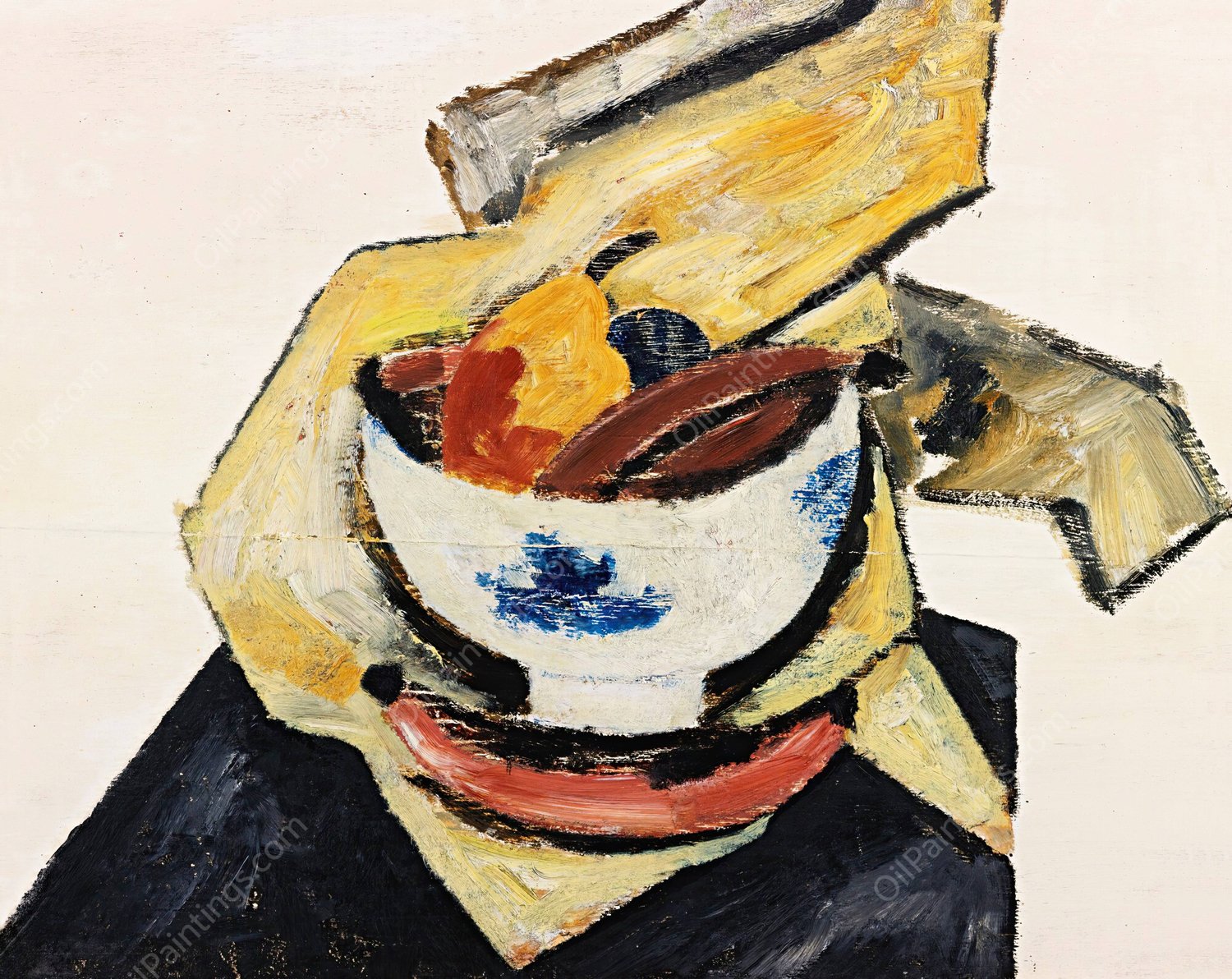 Still Life With White Bowl  by Marsden Hartley - Hand-Painted Oil Painting Reproduction