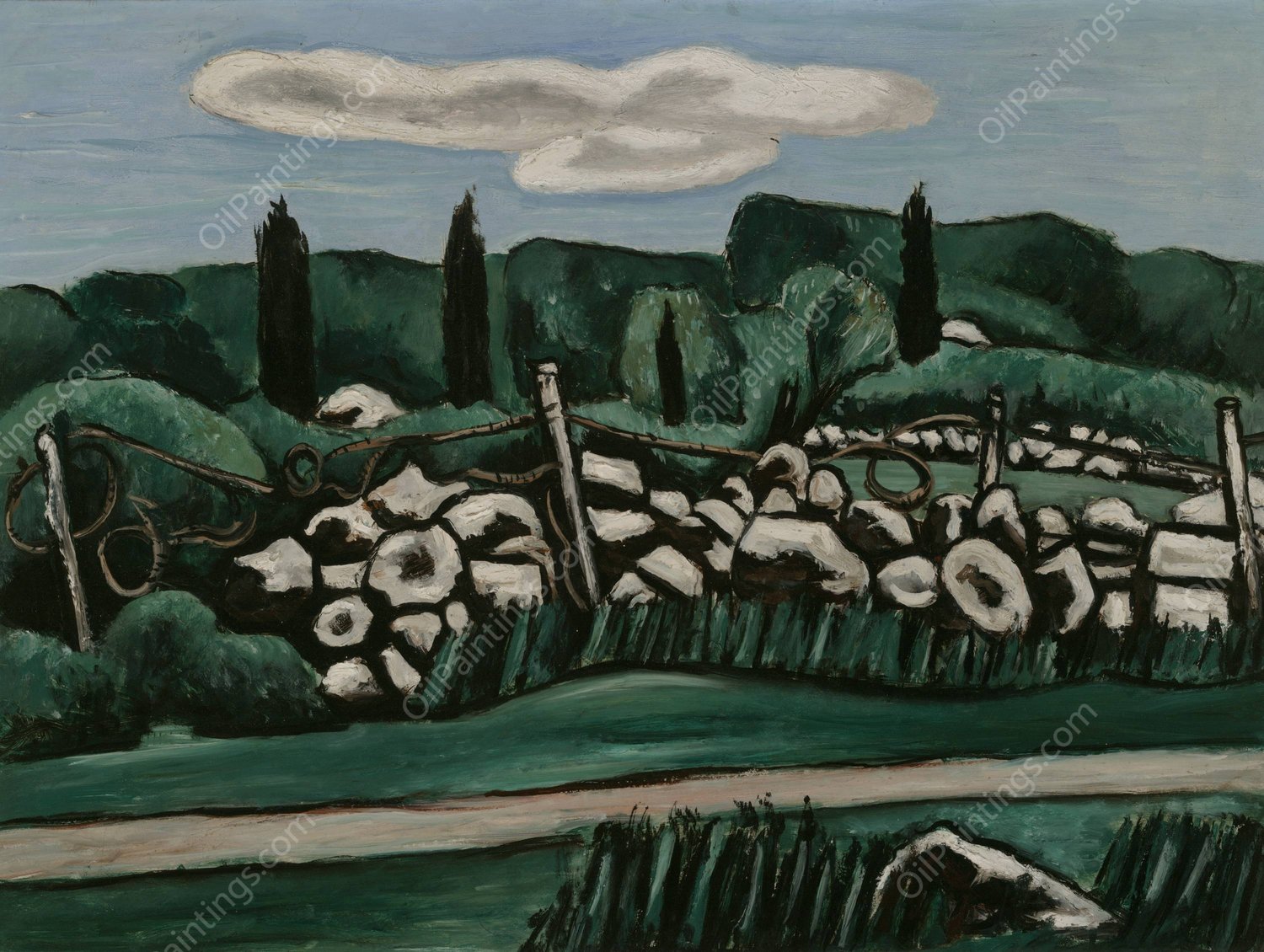 The Last Stone Walls, Dogtown  by Marsden Hartley - Hand-Painted Oil Painting Reproduction