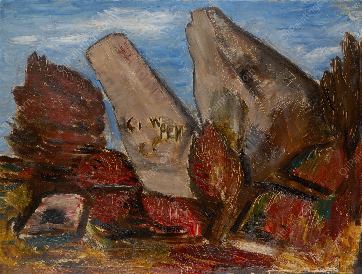 Whale's Jaw, Dogtown Common, Cape Ann, Massachusetts  by Marsden Hartley - Hand-Painted Oil Painting Reproduction