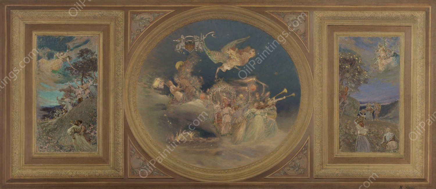 Plafond allegorique  by Martial-Eugene Simas - Hand-Painted Oil Painting Reproduction