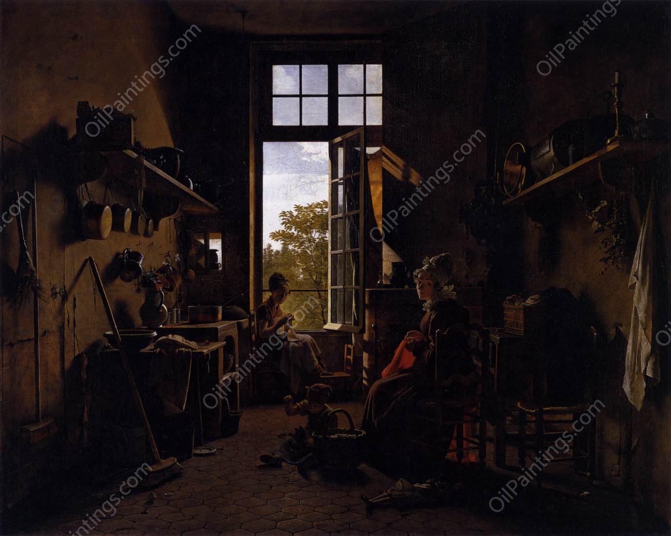 Interior of a Kitchen by Martin Drolling - Hand-Painted Oil Painting Reproduction