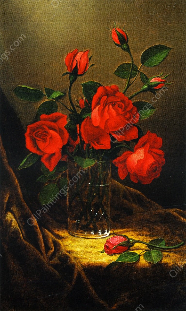 Roses by Martin Johnson Heade - Hand-Painted Oil Painting Reproduction