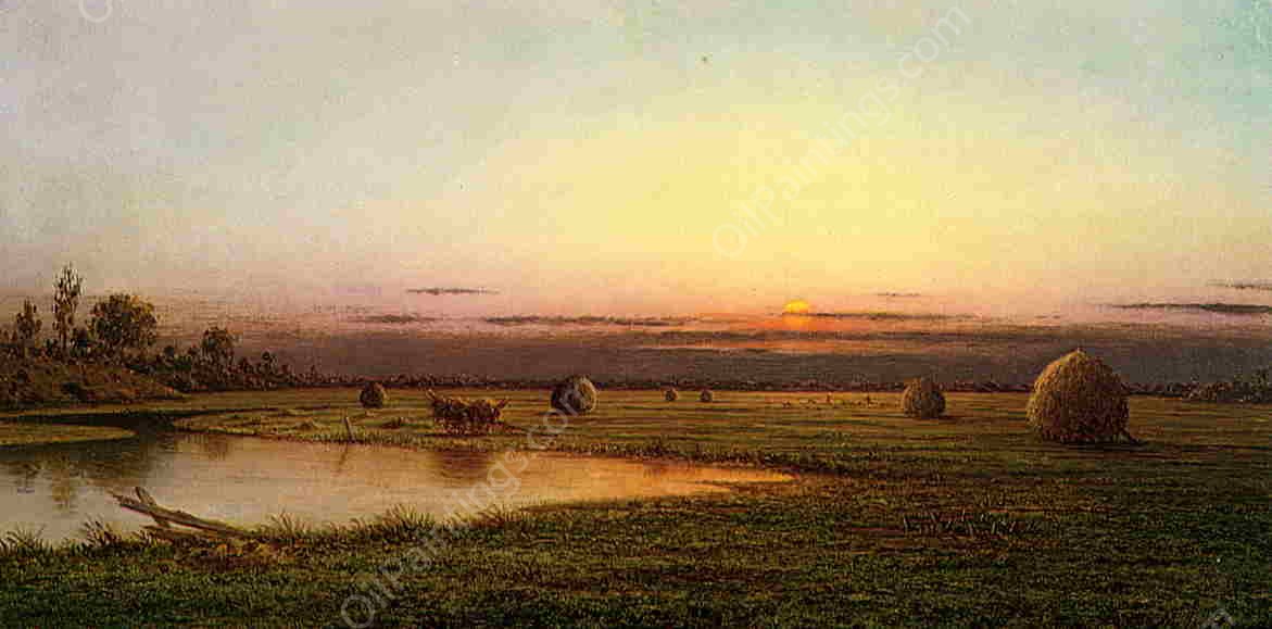 Sunset on the Rowley Marshes by Martin Johnson Heade - Hand-Painted Oil Painting Reproduction