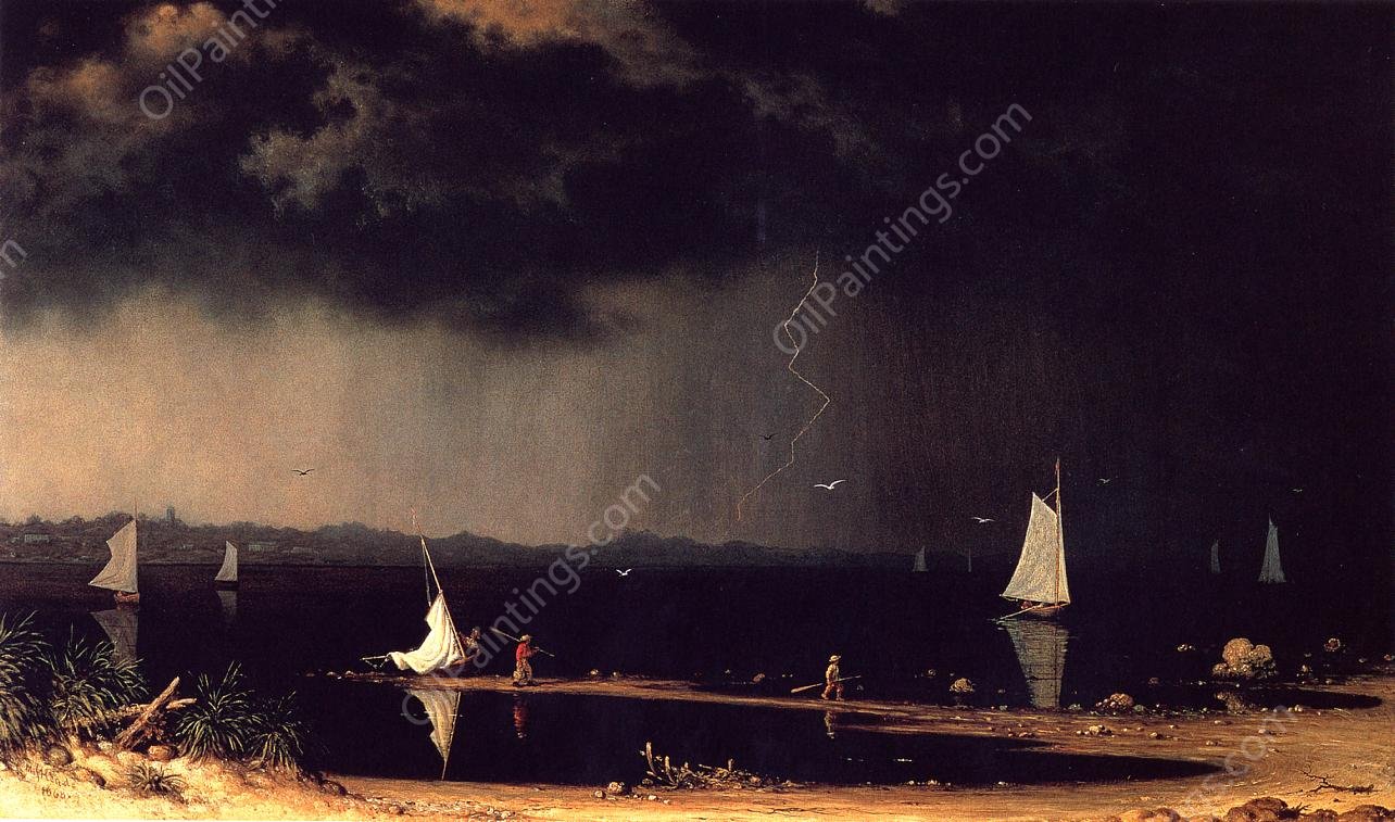 Thunder Storm on Narragansett Bay by Martin Johnson Heade - Hand-Painted Oil Painting Reproduction