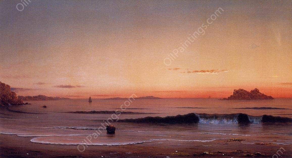 Twilight, Singing Beach by Martin Johnson Heade - Hand-Painted Oil Painting Reproduction
