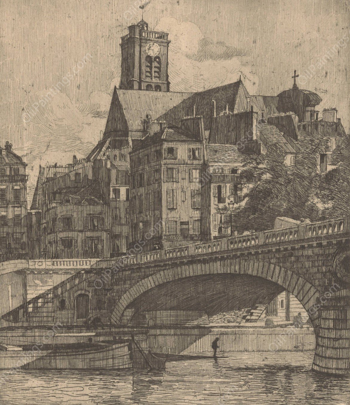 Gezicht op de Saint-Gervais in Parijs  by Martin Monnickendam - Hand-Painted Oil Painting Reproduction