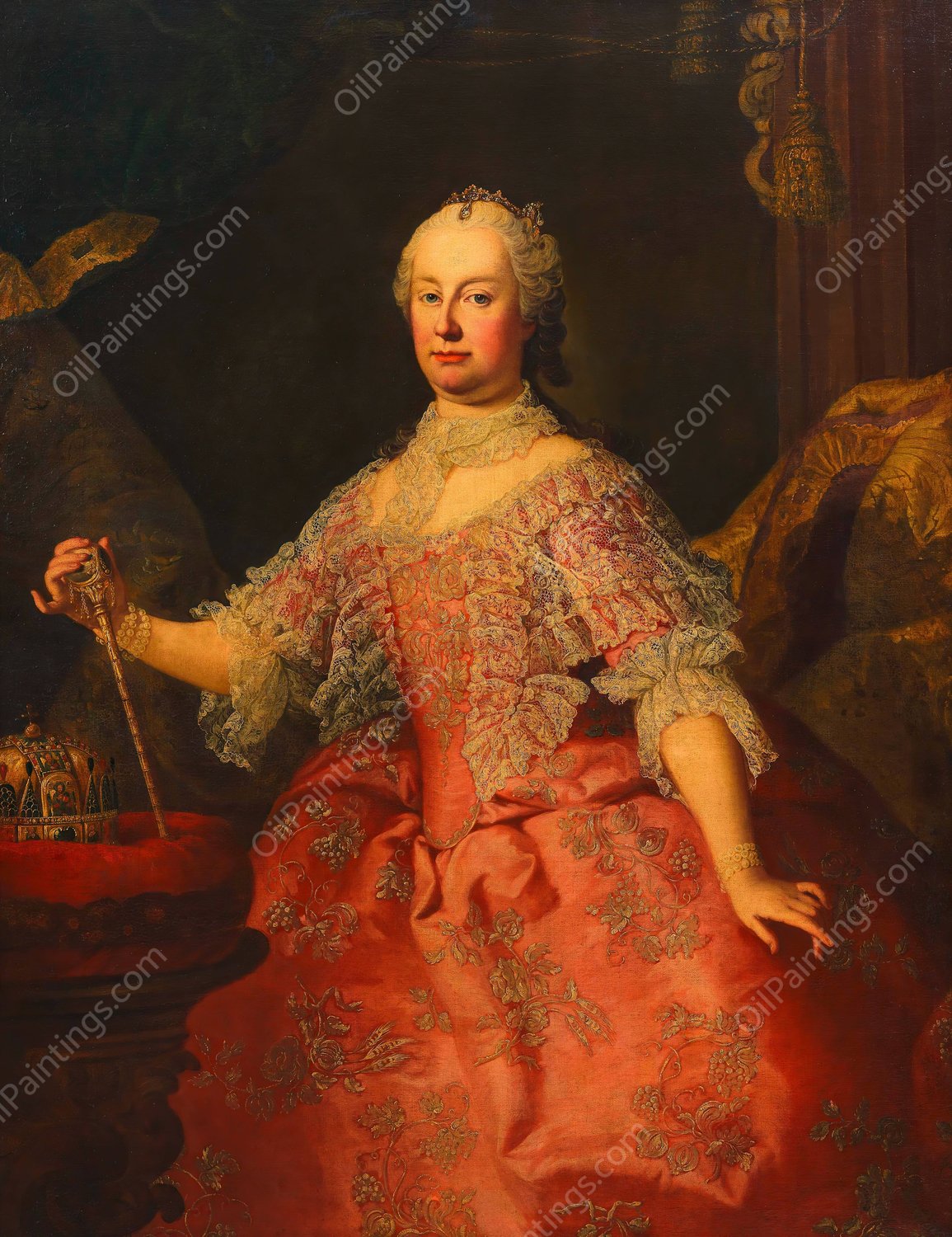 Maria Theresia als KOnigin von Ungarn  by Martin Van Meytens - Hand-Painted Oil Painting Reproduction