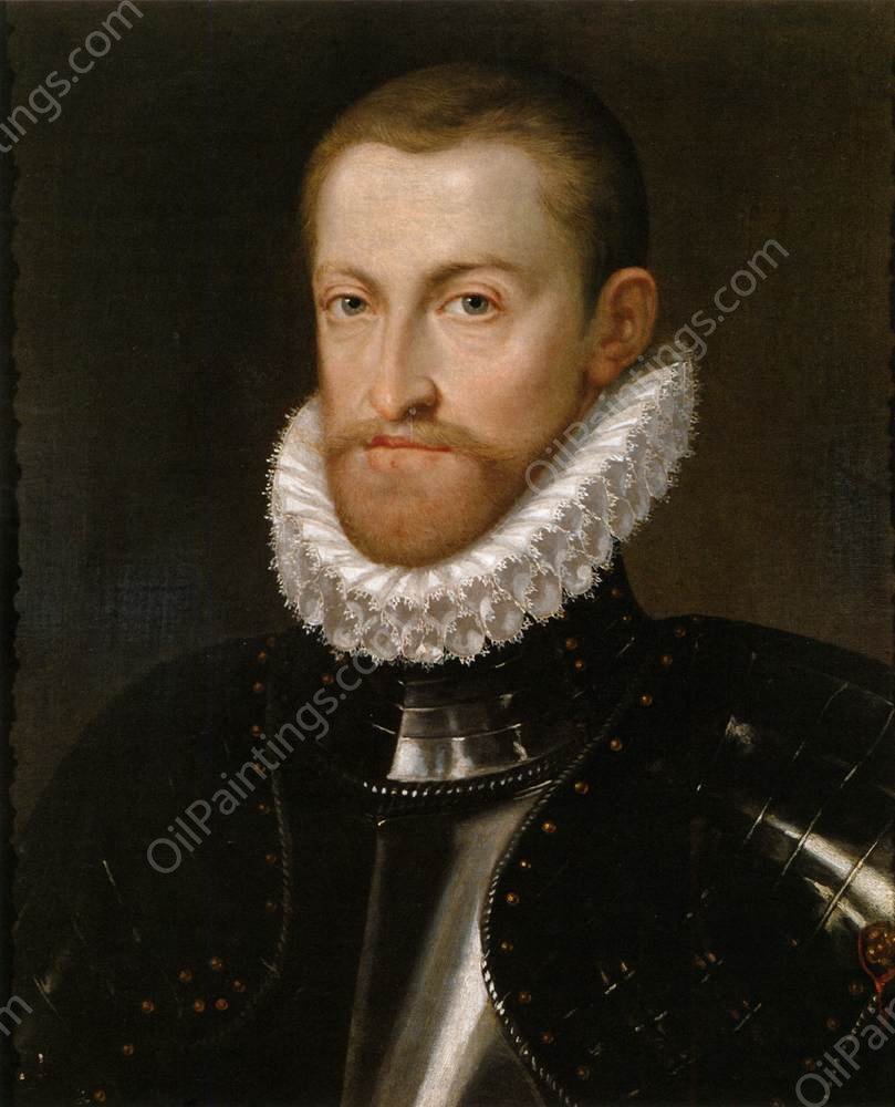 Emperor Rudolf II in Armour by Martino Rota - Hand-Painted Oil Painting Reproduction