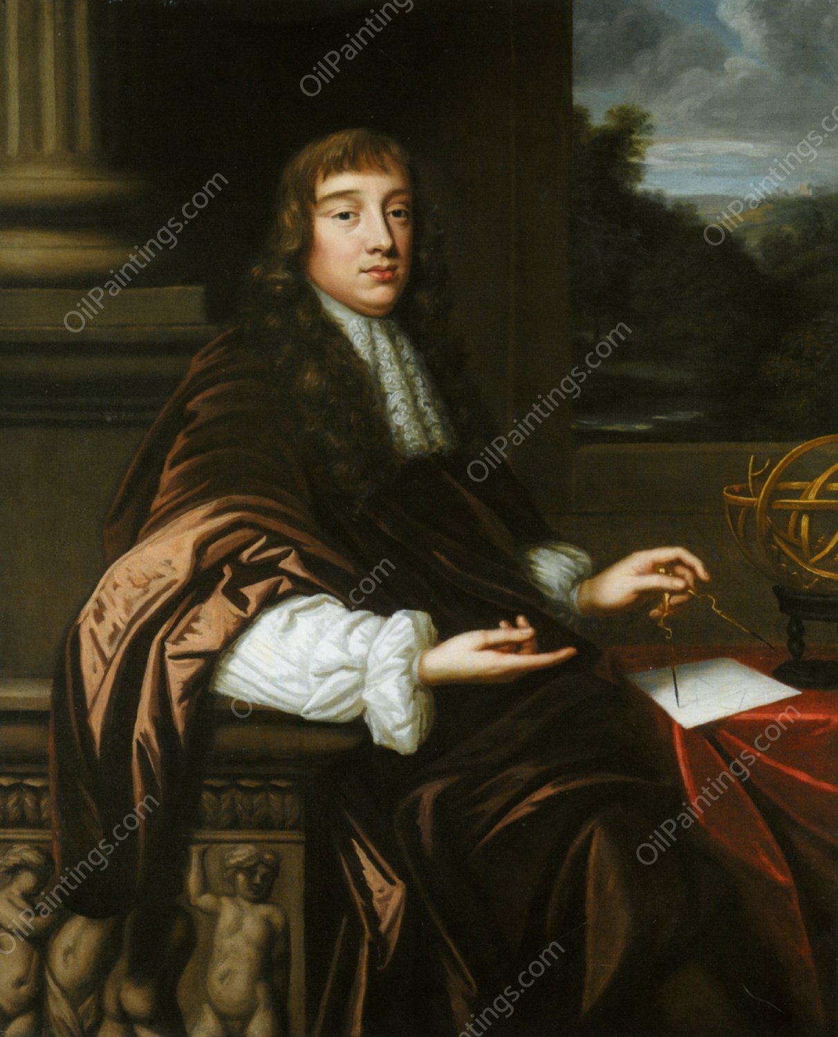 Portrait of a Mathematician by Mary Beale - Hand-Painted Oil Painting Reproduction