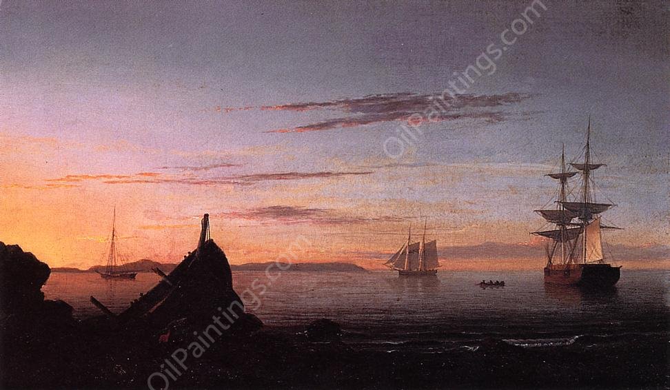 Shipwreck on the Beach by Mary Blood Mellen - Hand-Painted Oil Painting Reproduction