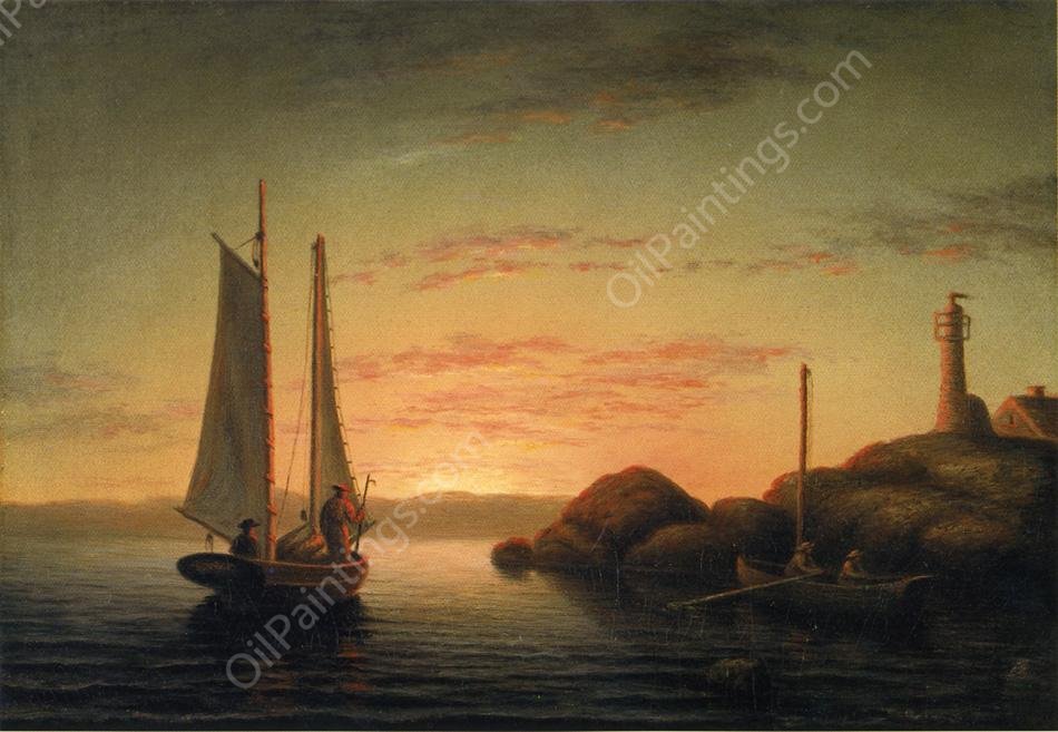 Sunset over Ten Pound Island by Mary Blood Mellen - Hand-Painted Oil Painting Reproduction