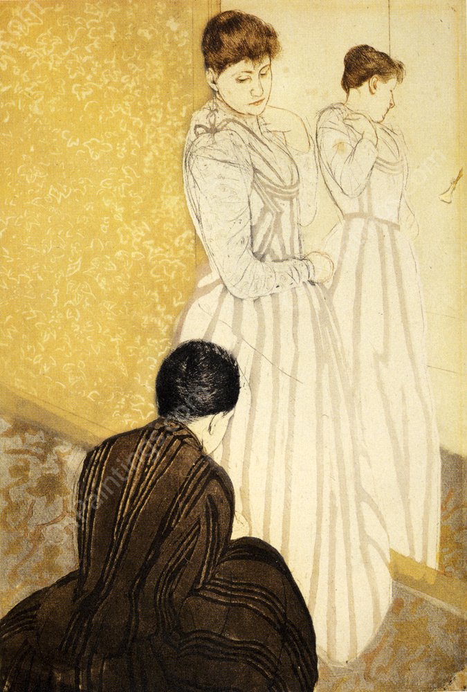 The Fitting by Mary Cassatt - Hand-Painted Oil Painting Reproduction