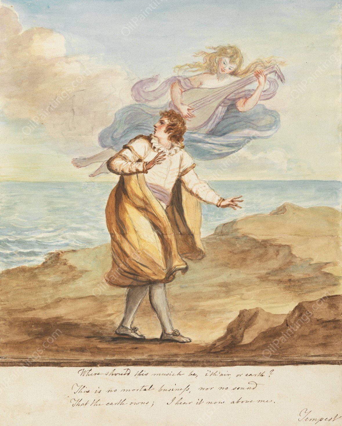 Ferdinand and Ariel  by Mary Hoare - Hand-Painted Oil Painting Reproduction