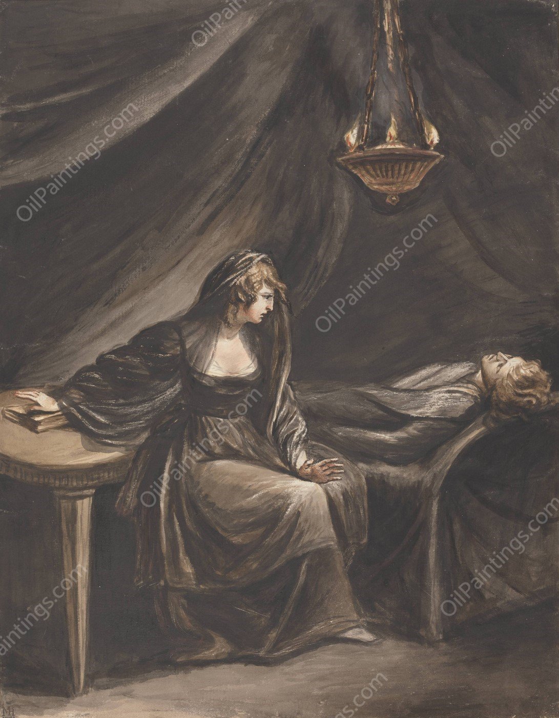 Lady Percy Watching the Sleeping Hotspur  by Mary Hoare - Hand-Painted Oil Painting Reproduction