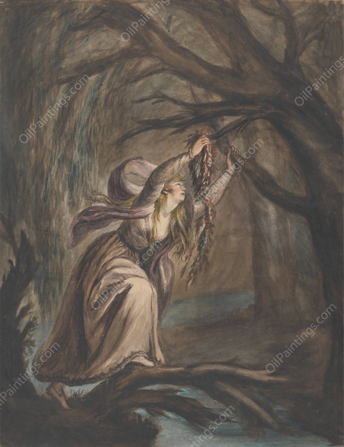 Ophelia's Death  by Mary Hoare - Hand-Painted Oil Painting Reproduction