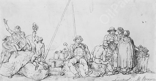 Scene at Liverpool by Mather Brown - Hand-Painted Oil Painting Reproduction