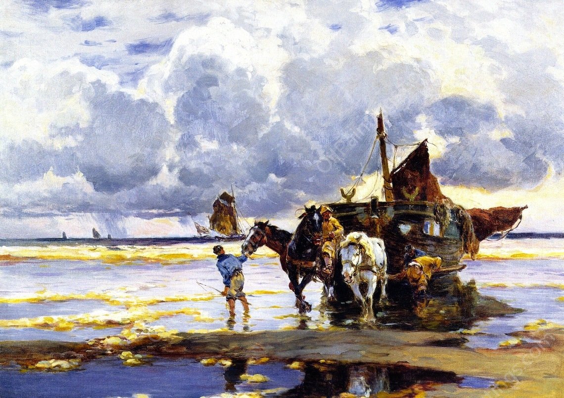 The Broken Mast by Mathias J Alten - Hand-Painted Oil Painting Reproduction