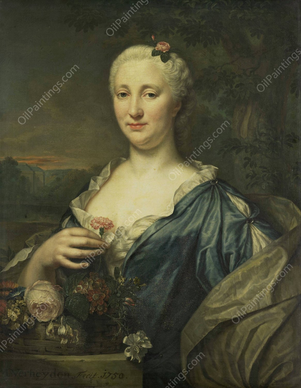 Portrait of Agnes Margaretha Albinus, Wife of Coenraad van Heemskerck  by Mattheus Verheyden - Hand-Painted Oil Painting Reproduction