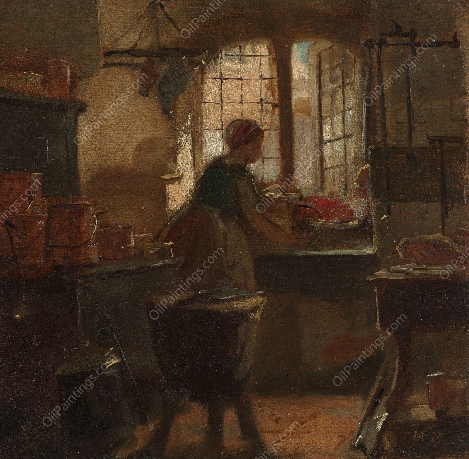 Kitchen  by Matthijs Maris - Hand-Painted Oil Painting Reproduction
