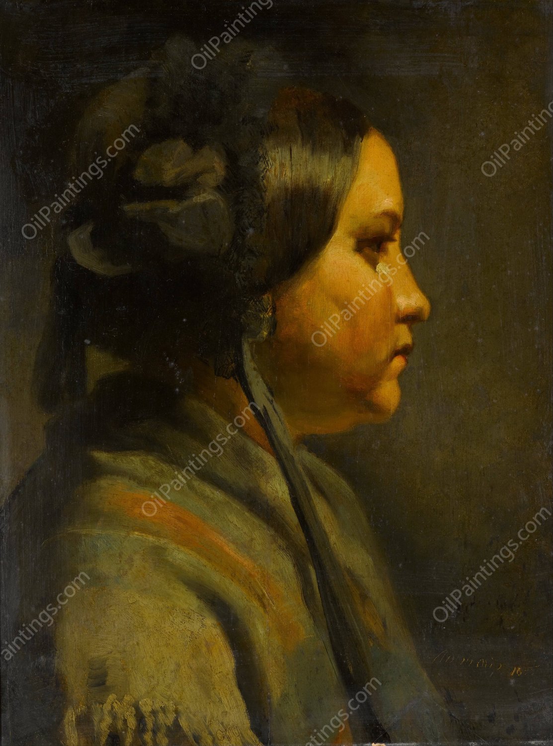 Study of the head of a young woman in profile by Matthijs Maris - Hand-Painted Oil Painting Reproduction