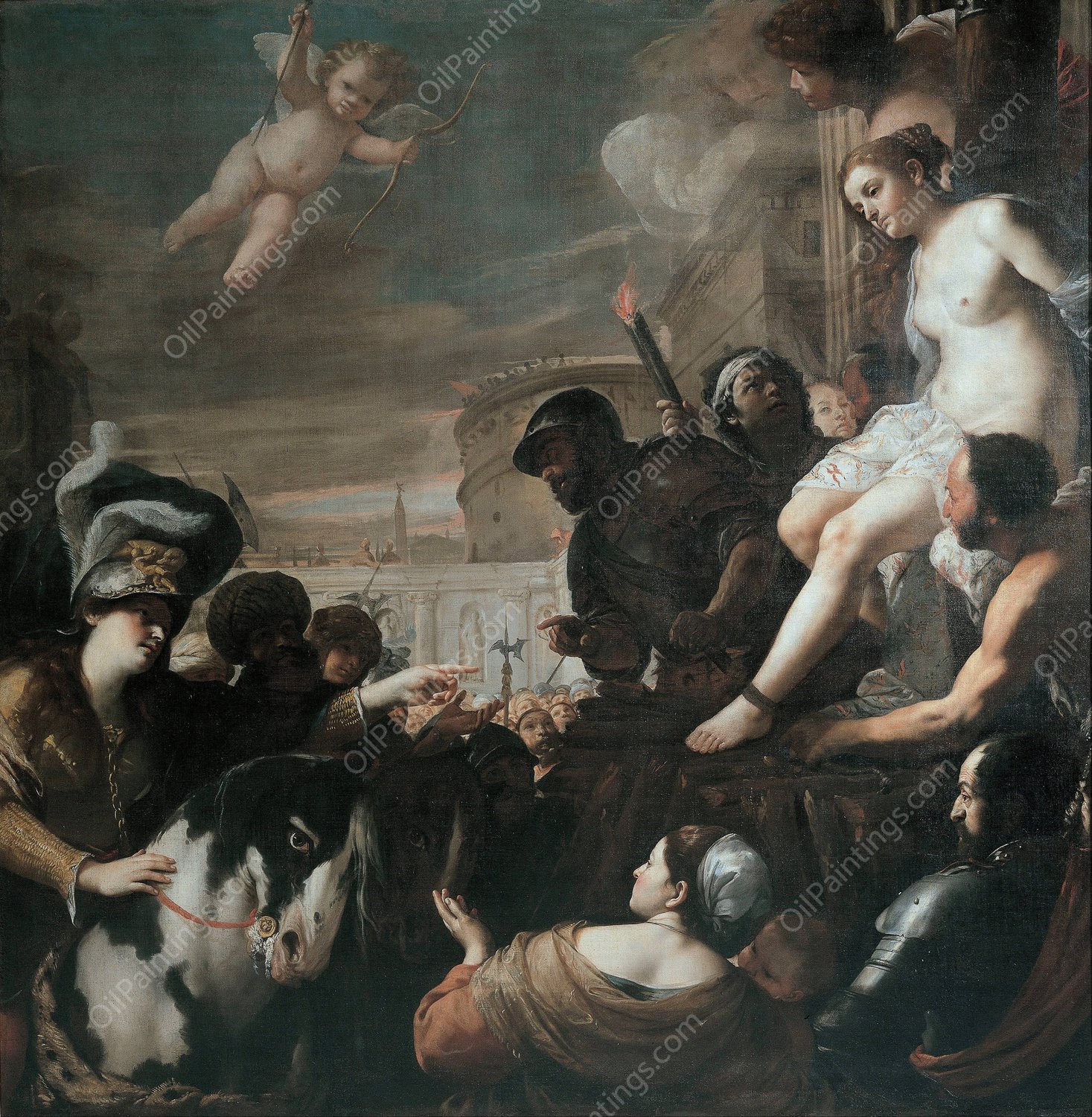 Clorinda rescues Olindo and Sophronia  by Mattia Preti - Hand-Painted Oil Painting Reproduction