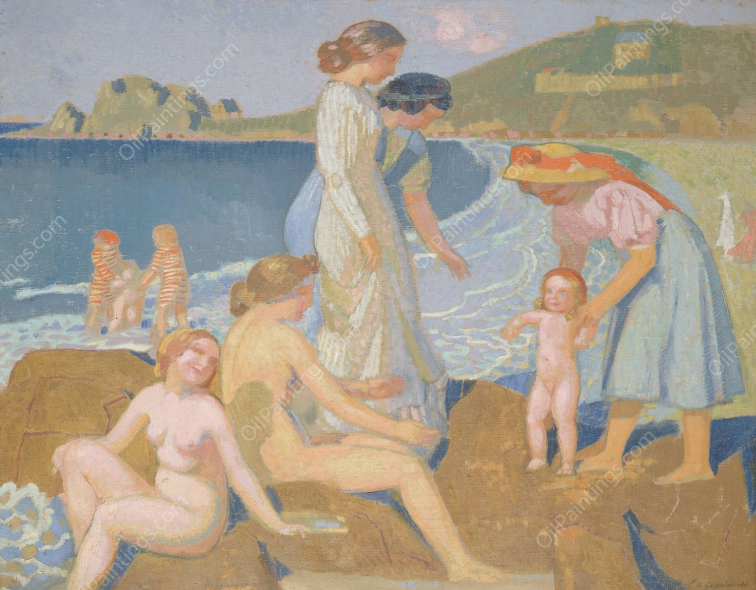 Baigneuses a Perros-Guirec  by Maurice Denis - Hand-Painted Oil Painting Reproduction