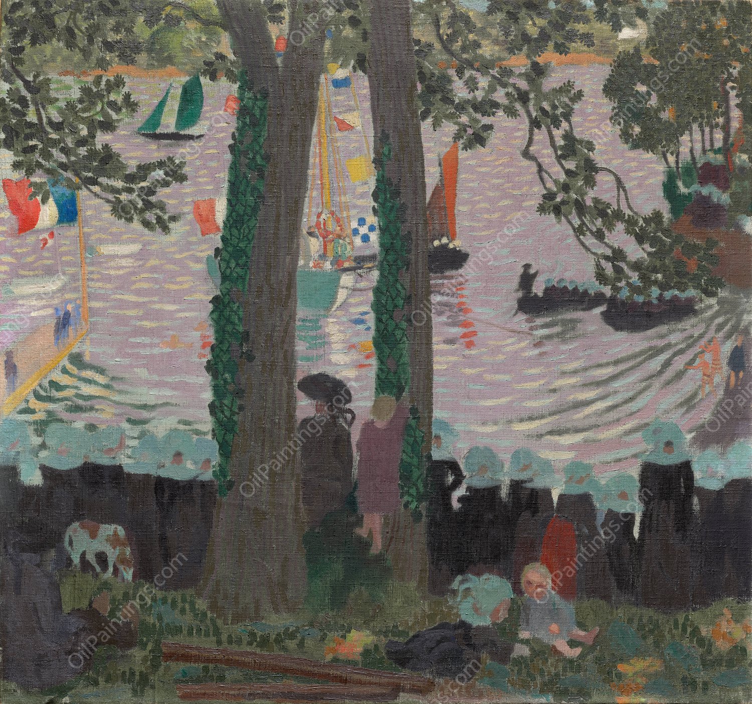 Blessing of a Yacht on the Belon River  by Maurice Denis - Hand-Painted Oil Painting Reproduction
