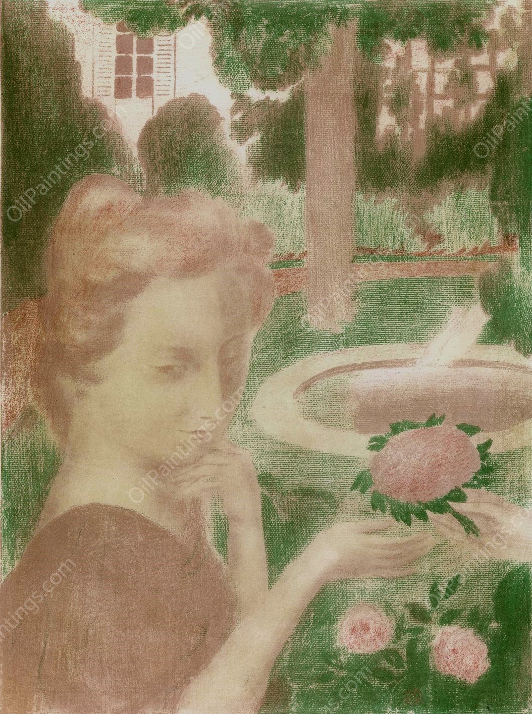 Le bouquet matinal, les larmes …, uit de reeks  by Maurice Denis - Hand-Painted Oil Painting Reproduction