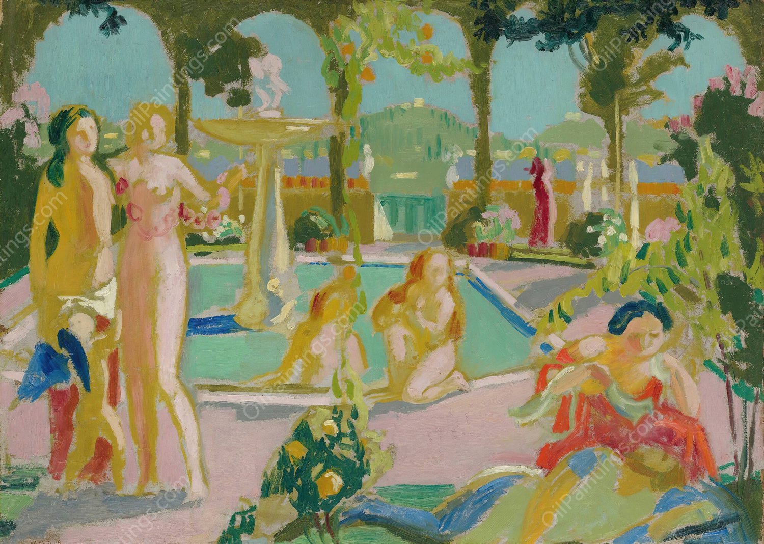 Les Jardins D'armide, Esquisse  by Maurice Denis - Hand-Painted Oil Painting Reproduction