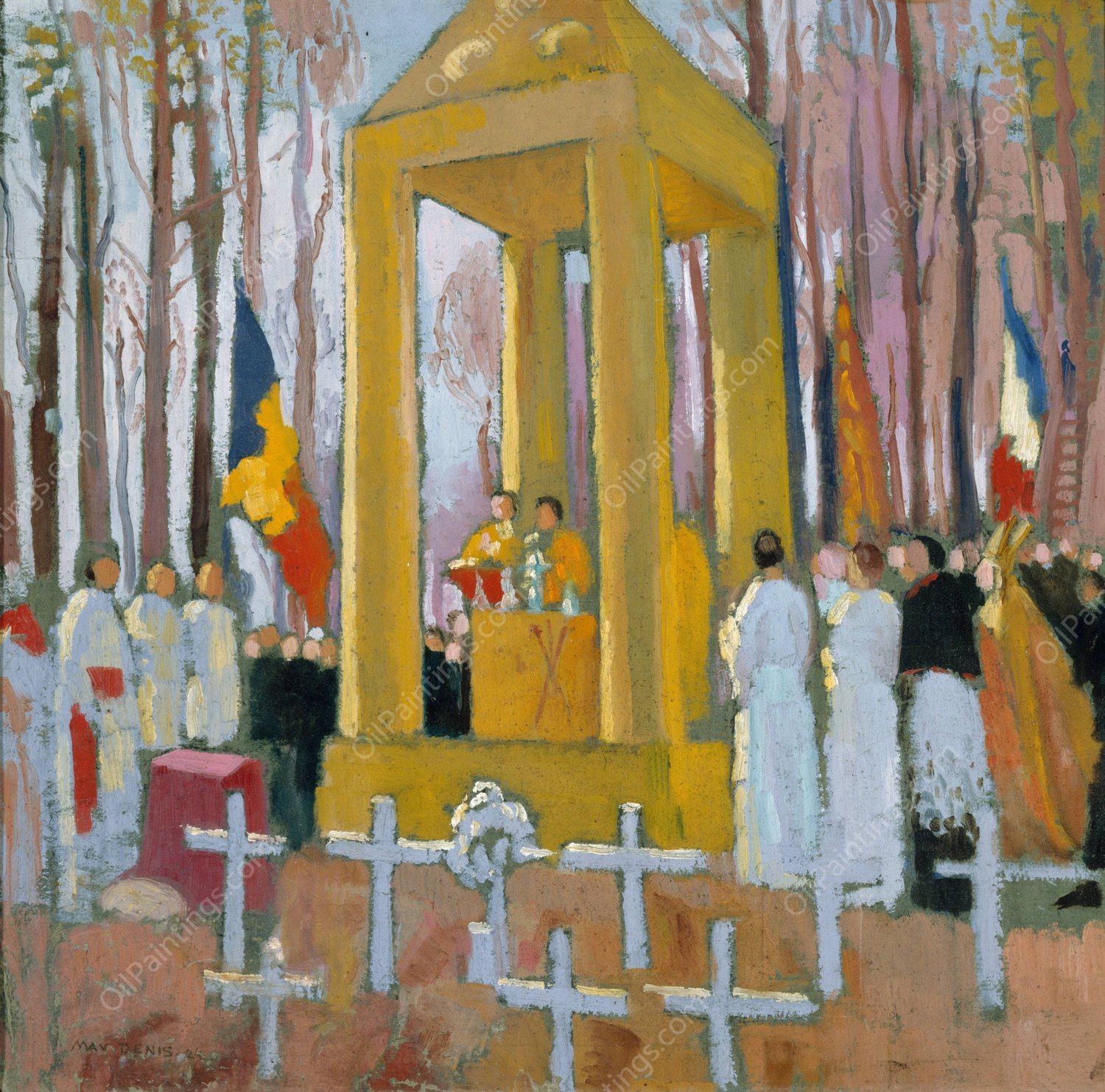 Messe devant la tombe d'Ernest Psichari  by Maurice Denis - Hand-Painted Oil Painting Reproduction