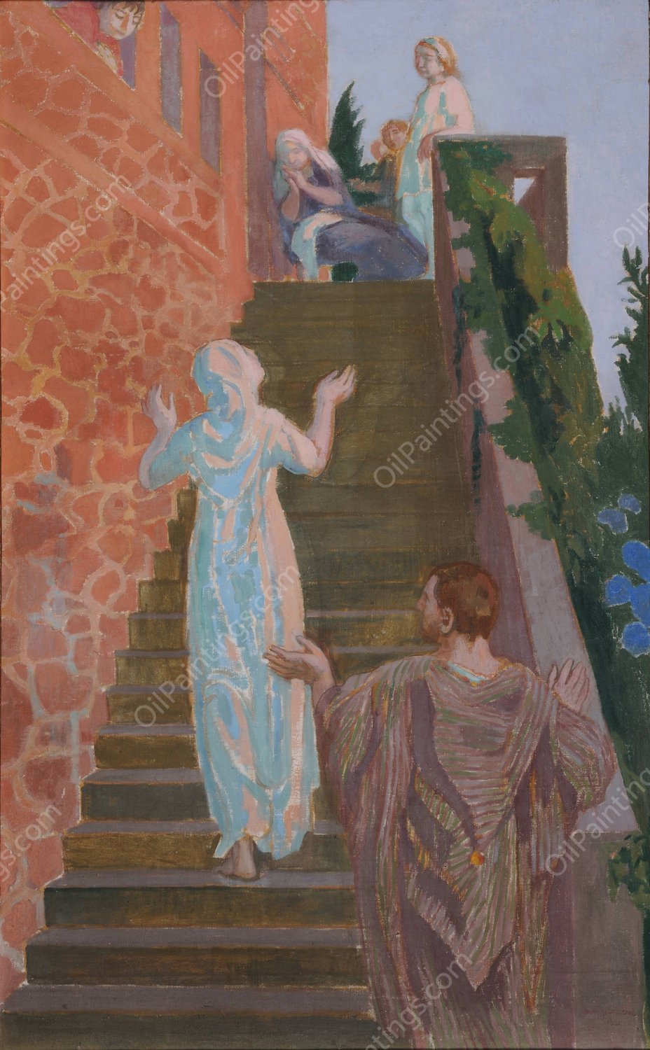 Visitation dans l'escalier de 'Silencio' by Maurice Denis - Hand-Painted Oil Painting Reproduction