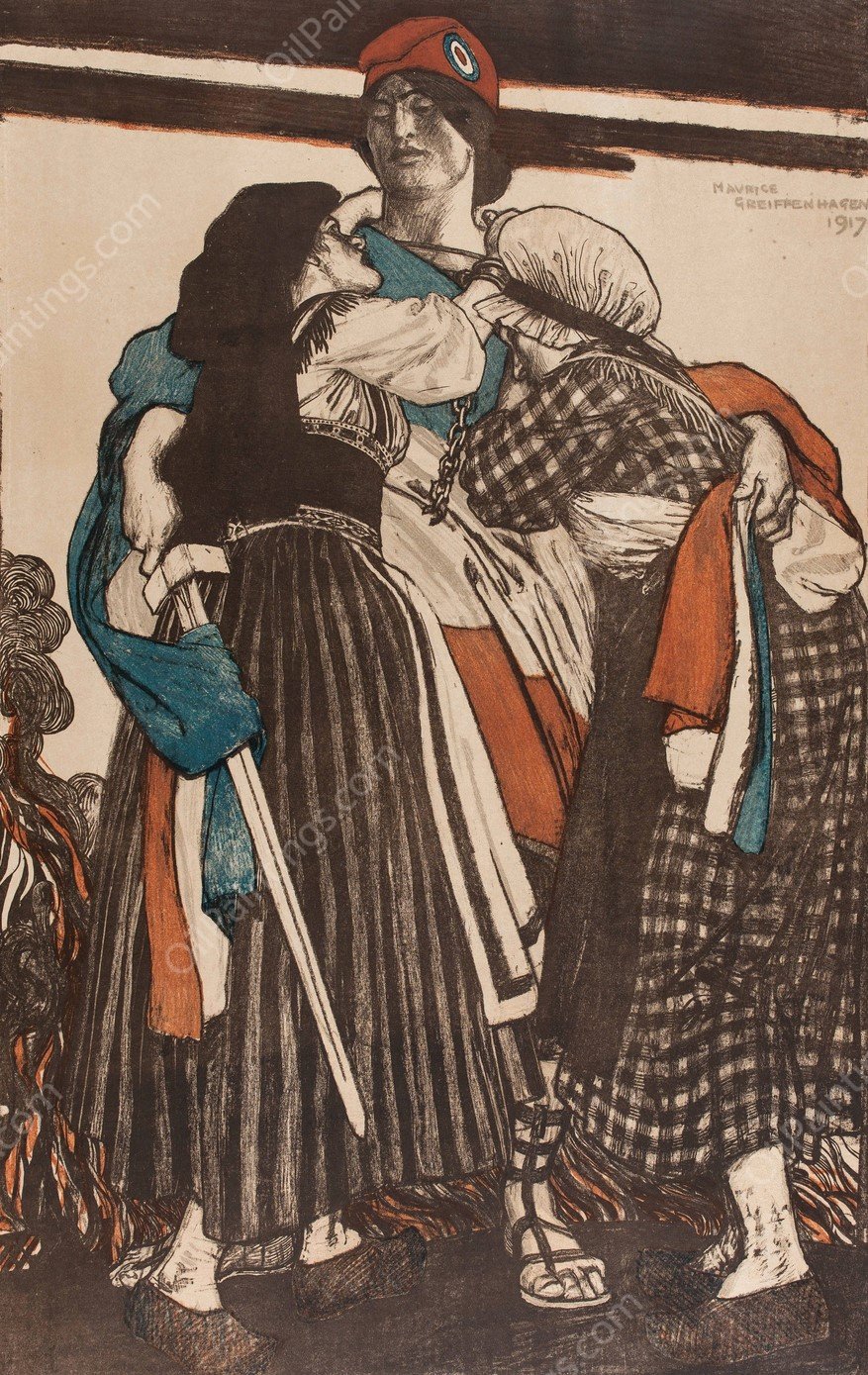 L'Alsace-Lorraine rendue a la France  by Maurice Greiffenhagen - Hand-Painted Oil Painting Reproduction