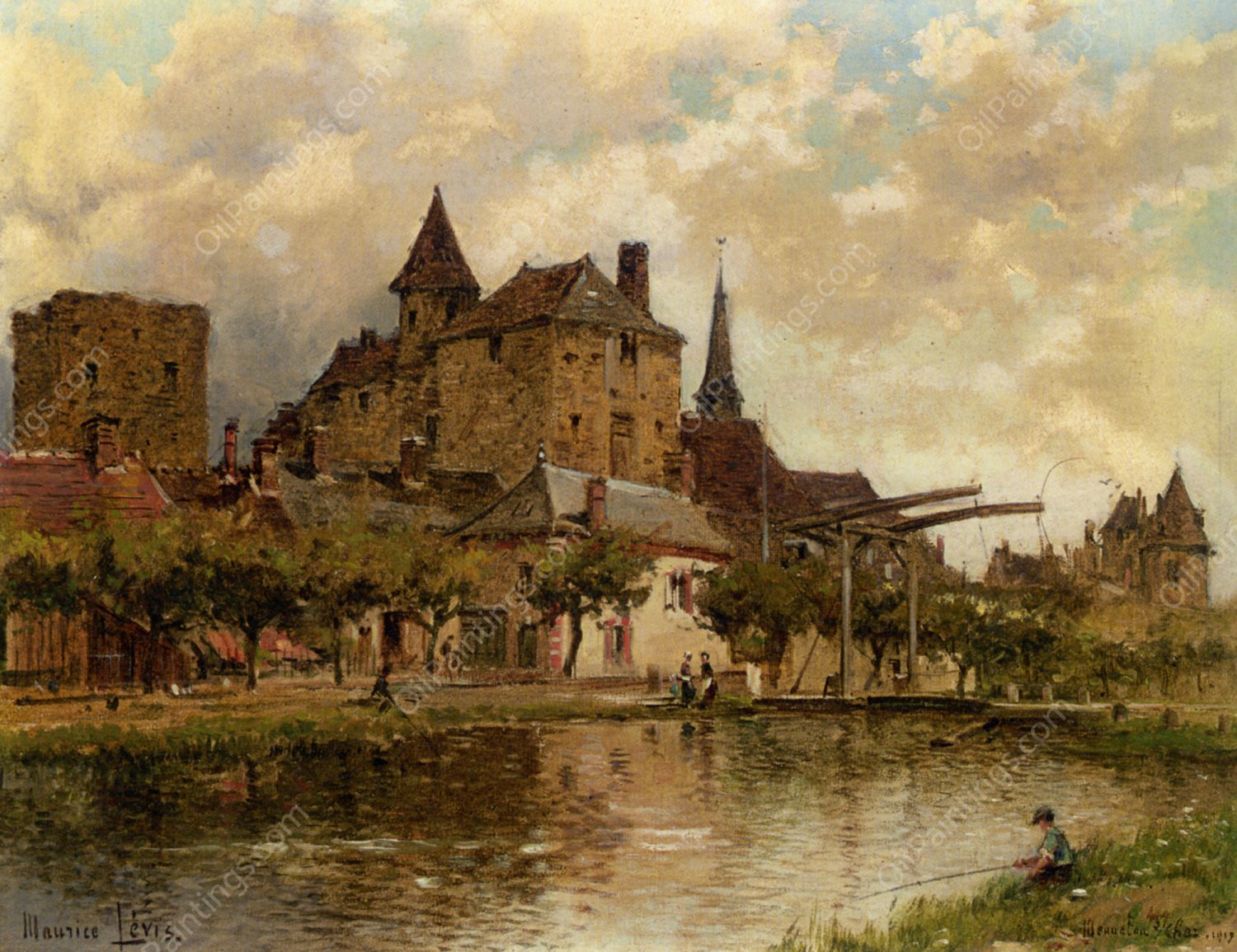 Le chateau a Mennetou-sur-Cher by Maurice Levis - Hand-Painted Oil Painting Reproduction