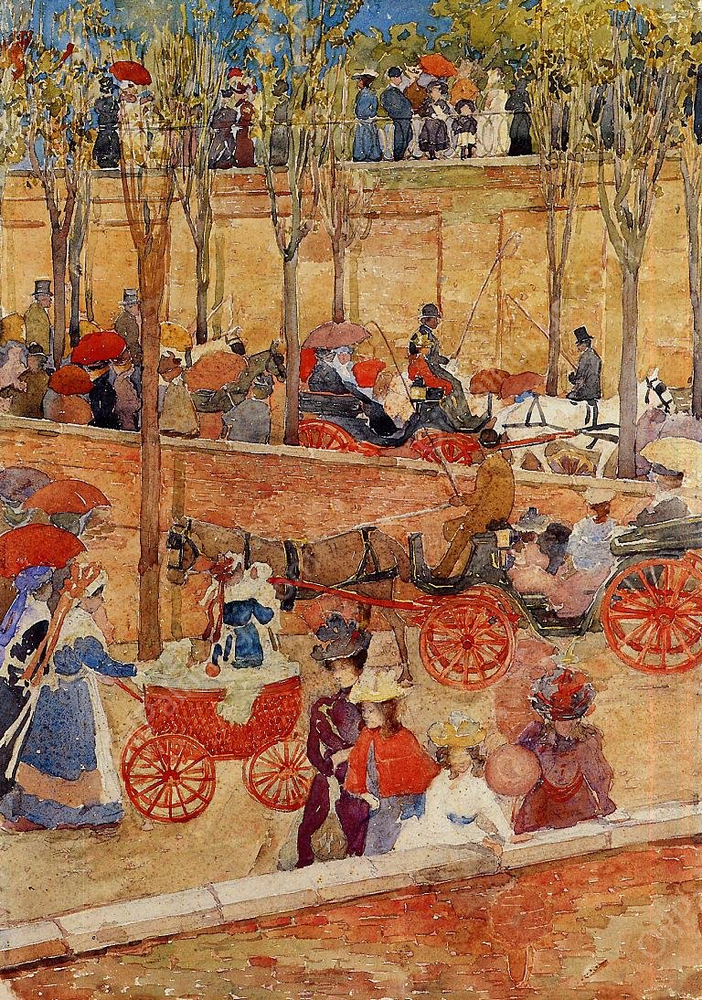 Afternoon, Pincian Hill by Maurice Brazil Prendergast - Hand-Painted Oil Painting Reproduction