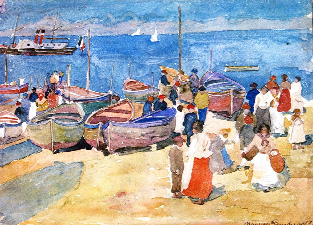 At the Shore Capri by Maurice Brazil Prendergast - Hand-Painted Oil Painting Reproduction