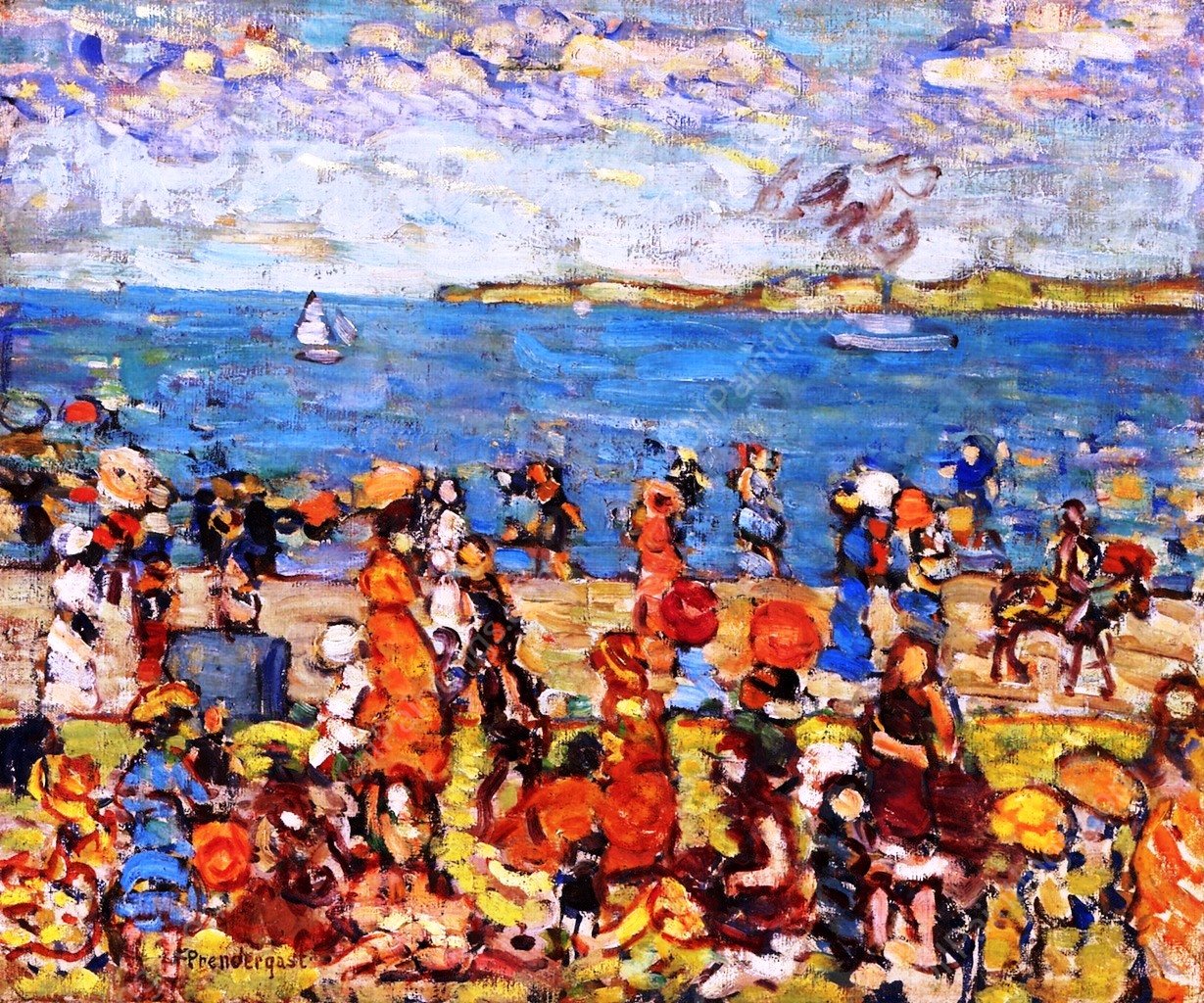 Beach Scene by Maurice Brazil Prendergast - Hand-Painted Oil Painting Reproduction