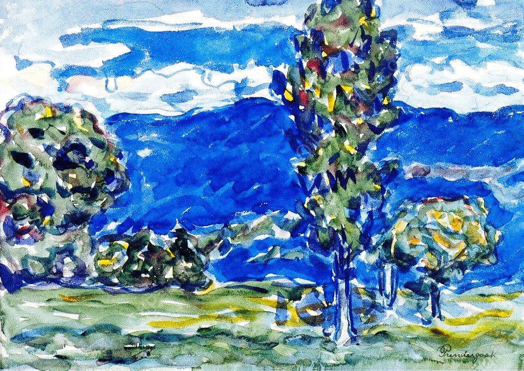 Blue Landscape by Maurice Brazil Prendergast - Hand-Painted Oil Painting Reproduction